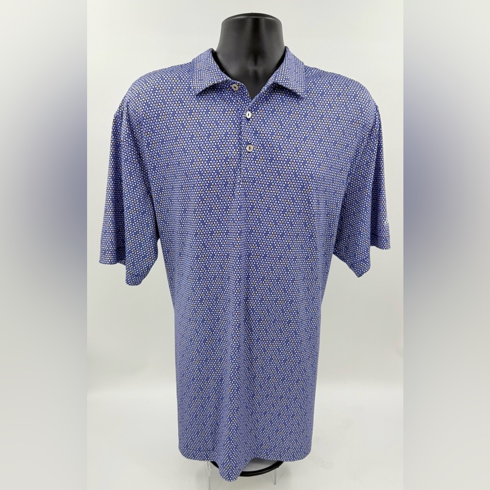 Peter Millar Summer Comfort Polo Shirt Blue w Billiard Pool Balls Men’s XL *LOGO